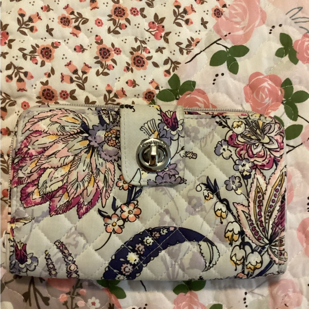 Vera Bradley Floral Quilted Wallet with Turn Lock
